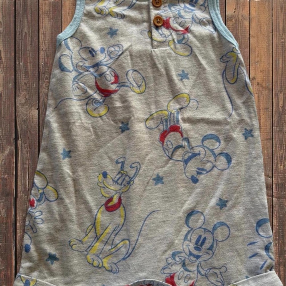 Disney Baby Mickey Mouse Pluto Grey Heather Sleeveless Romper 12M